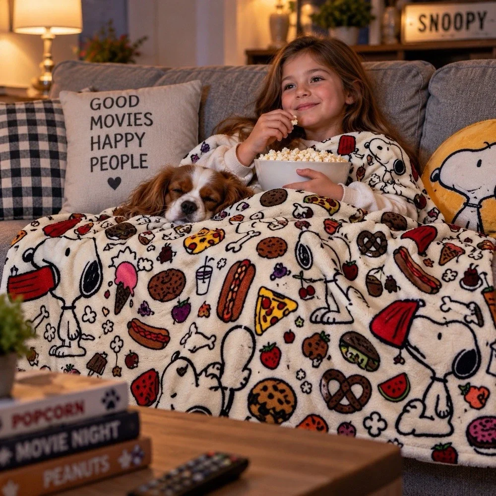 Peanuts Snoopy Snacks Soft Throw Blanket 46x60 Food Snack Print 2025 New
